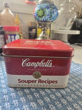 Vintage Campbell's Red Souper Recipes Tin - Decorative Kitchen Storage